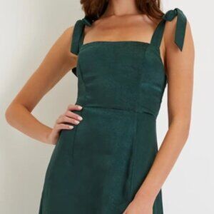 Lulus Satin Long Dress NWOT Green Satin XL